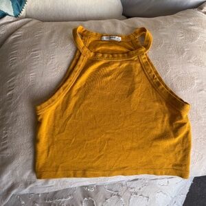 Golden Yellow High Neck Cropped Tank
